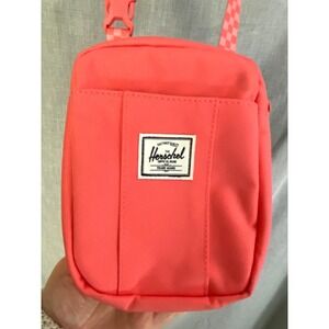 Herschel Supply Co Crossbody Mini Bag Pink Gingham Strap Small Pouch Travel